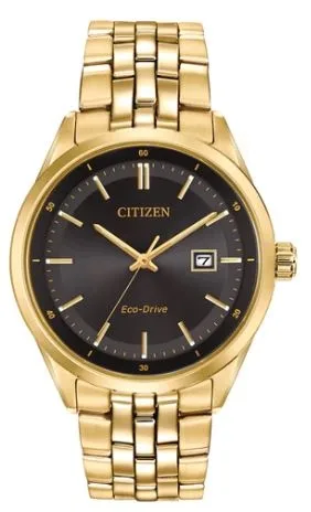 Citizen® Men's Corso Eco-Drive® Gold Watch w/Black Dial