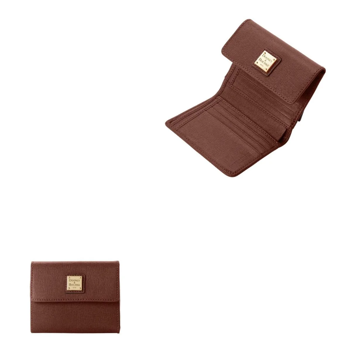 Dooney & Bourke Saffiano Small Flap Wallet - Amber Brown