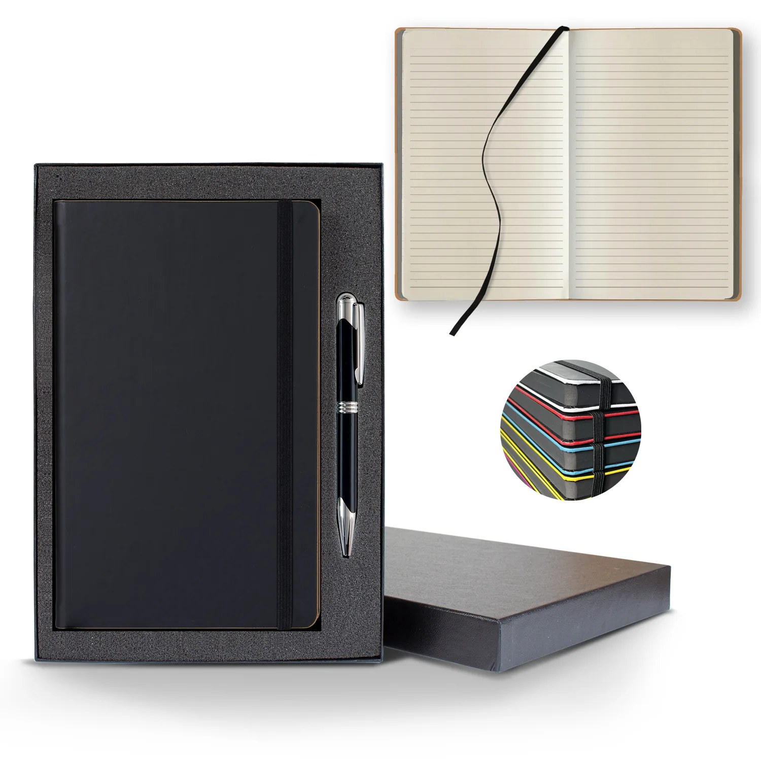 Castelli Black Laser Medio Lined Ivory Page Journal Gift Set view 2