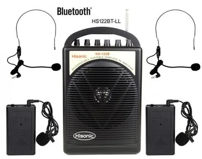 Hisonic® Portable PA System w/2 Channel Wireless Mics & 2 Belt Pack Sets