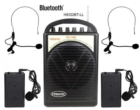 Hisonic® Portable PA System w/2 Channel Wireless Mics & 2 Belt Pack Sets