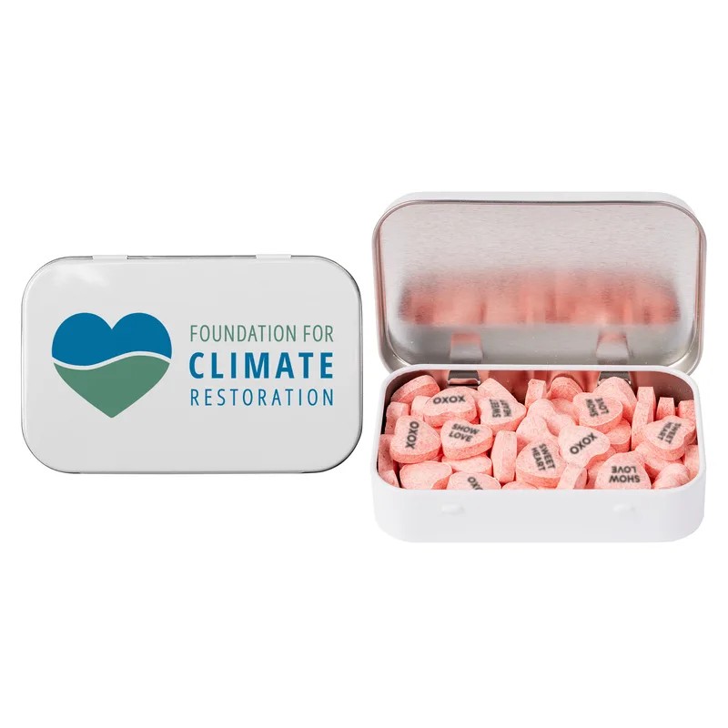 Rectangular Tin - Imprinted Conversation Hearts