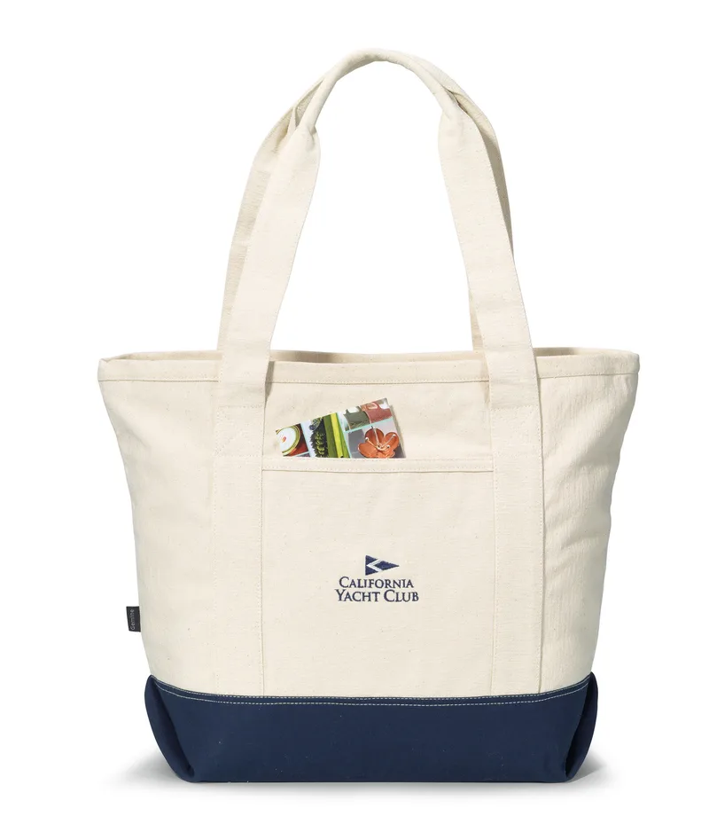 Newport Cotton Zippered Tote - Navy Blue