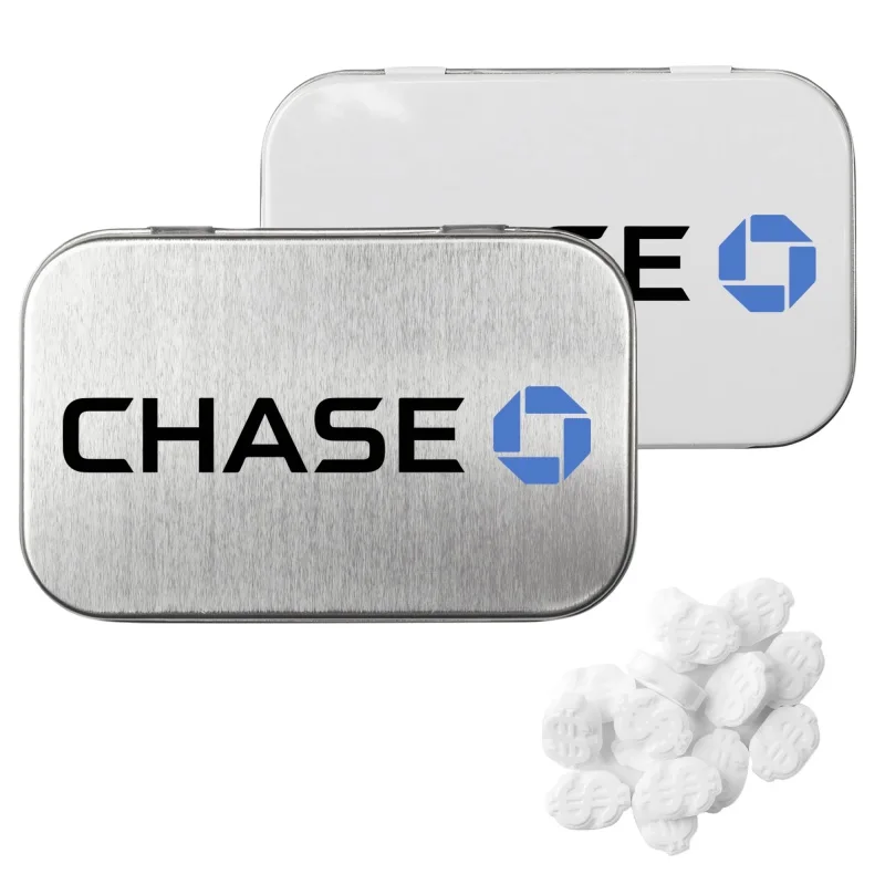 Rectangular Tin with Dollar Sign Shaped Mints