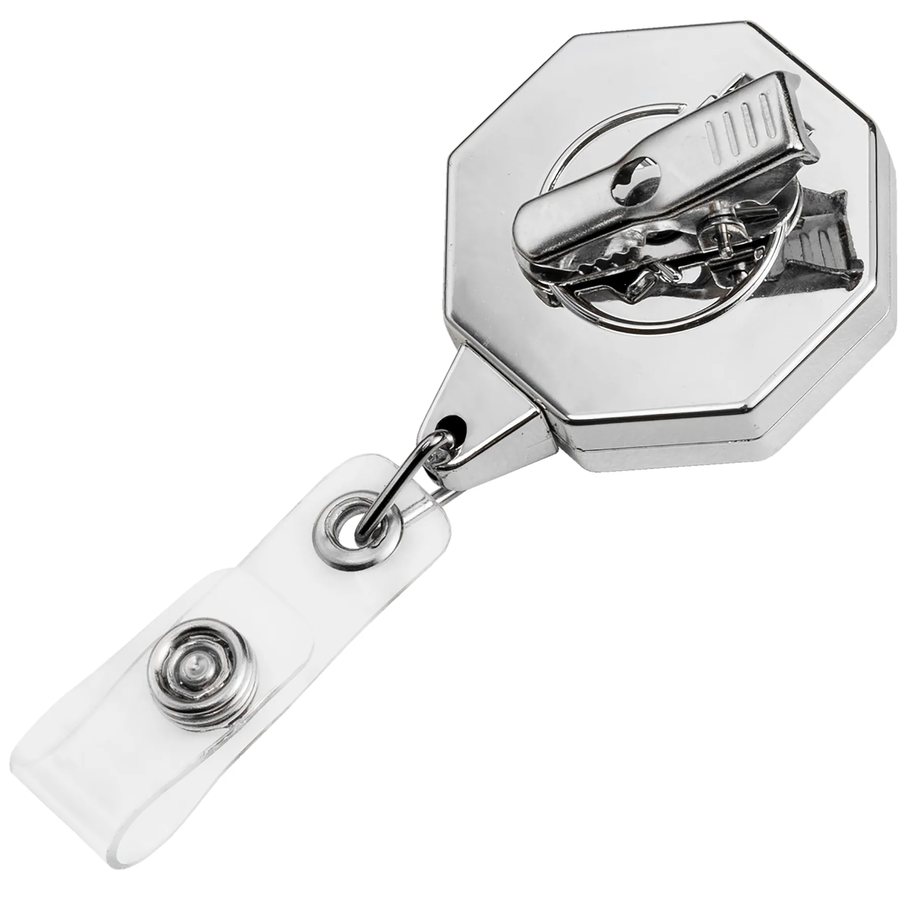 Chrome Jumbo Octagon Retractable Badge Reel view 3