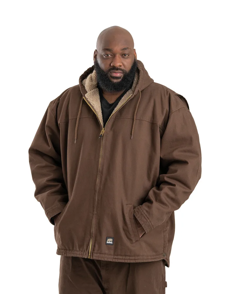Berne Apparel Men's Heartland Washed Duck Hooded Work Coat