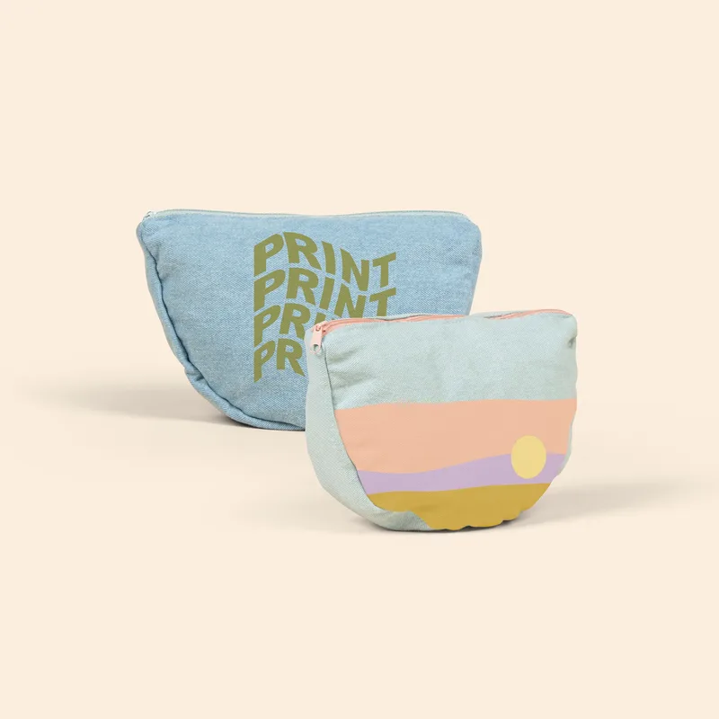 Denim Wedge Pouch