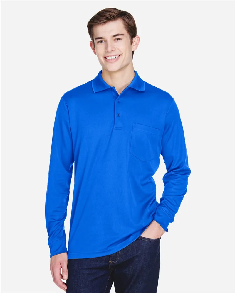 CORE365™ Men's Pinnacle Performance Long Sleeve Piqué Polo w/Pocket view 2
