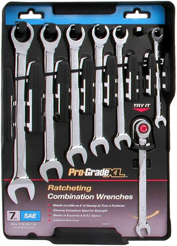 Allied Pro-Grade Xl 7-Piece Ratcheting Combination Wrench Set