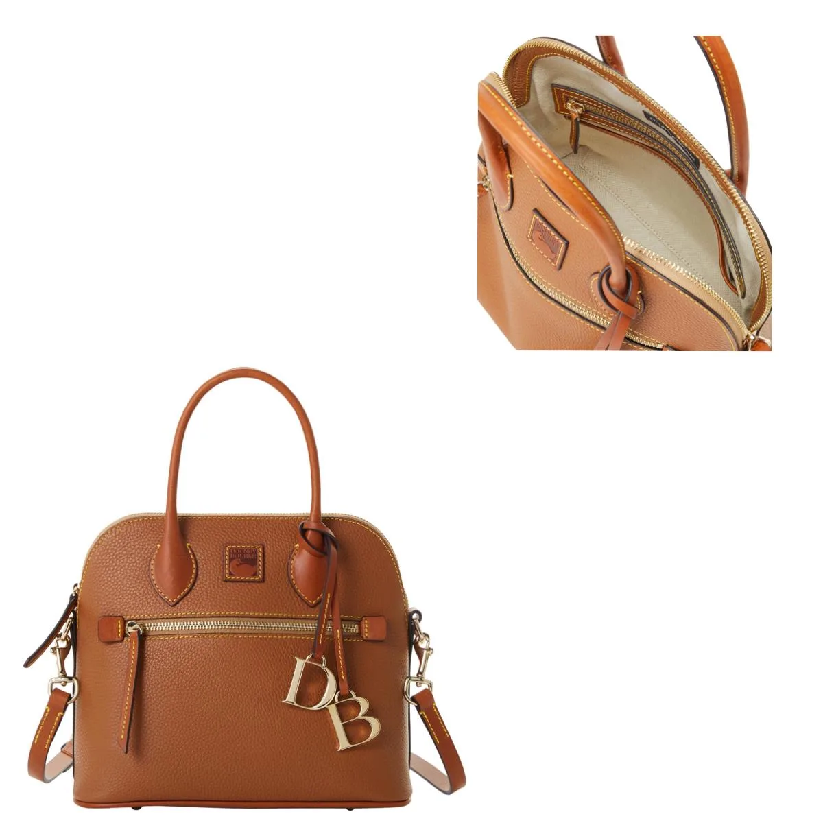 Dooney & Bourke Caramel Pebble Grain Domed Satchel