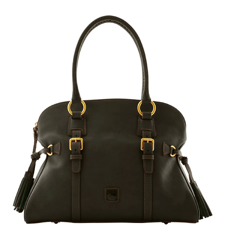 Dooney & Bourke Black Florentine Domed Buckle Satchel