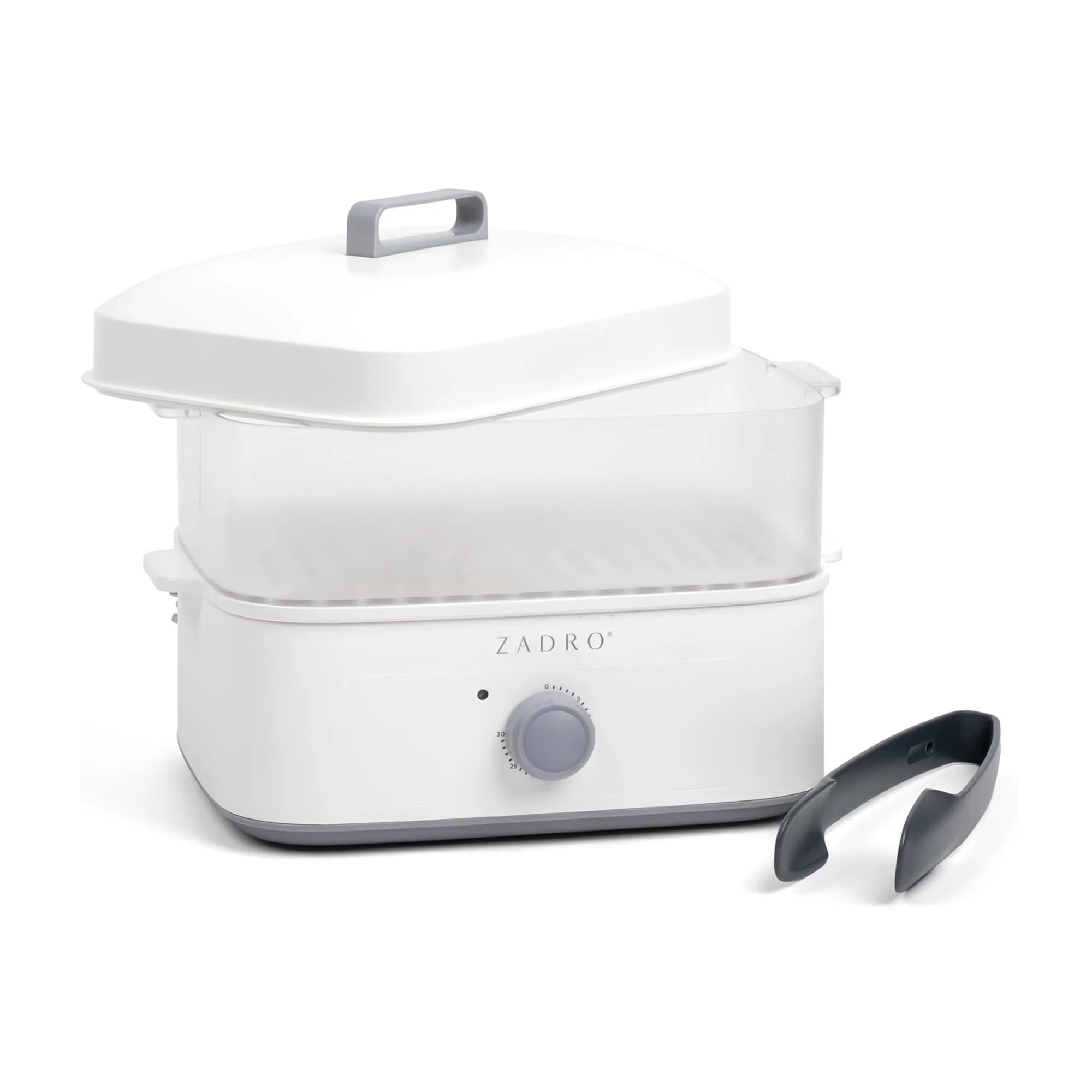 Zadro Towel Steamer with Tongs - White/Gray
