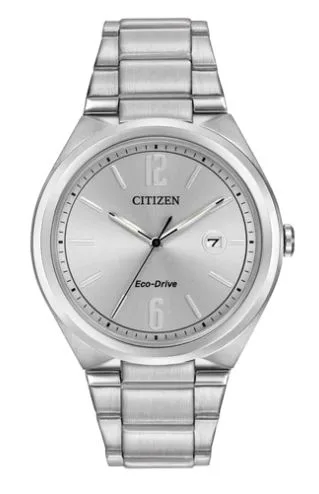 Citizen® Men's Eco-Drive® Stainless Steel Watch w/Silver-Tone Dial