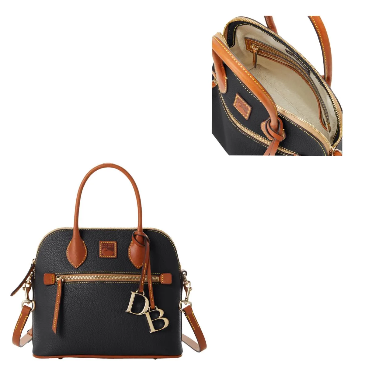 Dooney & Bourke Black Pebble Grain Domed Satchel