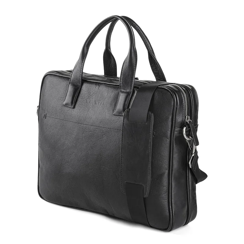 Bugatti Colombian Leather Briefcase-Black