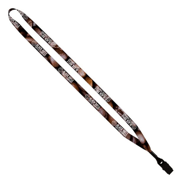 1/2" Dye-Sublimated Lanyard with Metal Crimp and Bulldog Clip