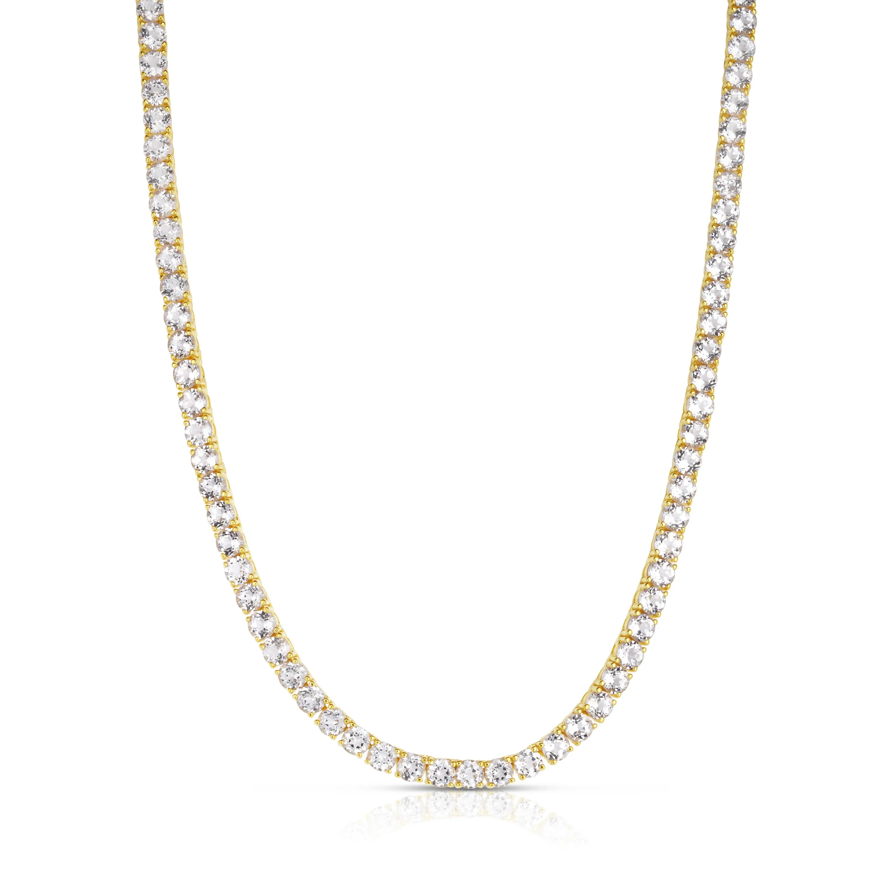 Jilco Inc White Topaz Tennis Necklace - Yellow Gold
