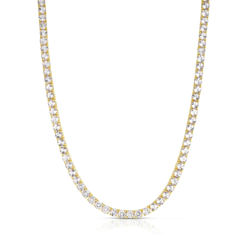 Jilco Inc White Topaz Tennis Necklace - Yellow Gold