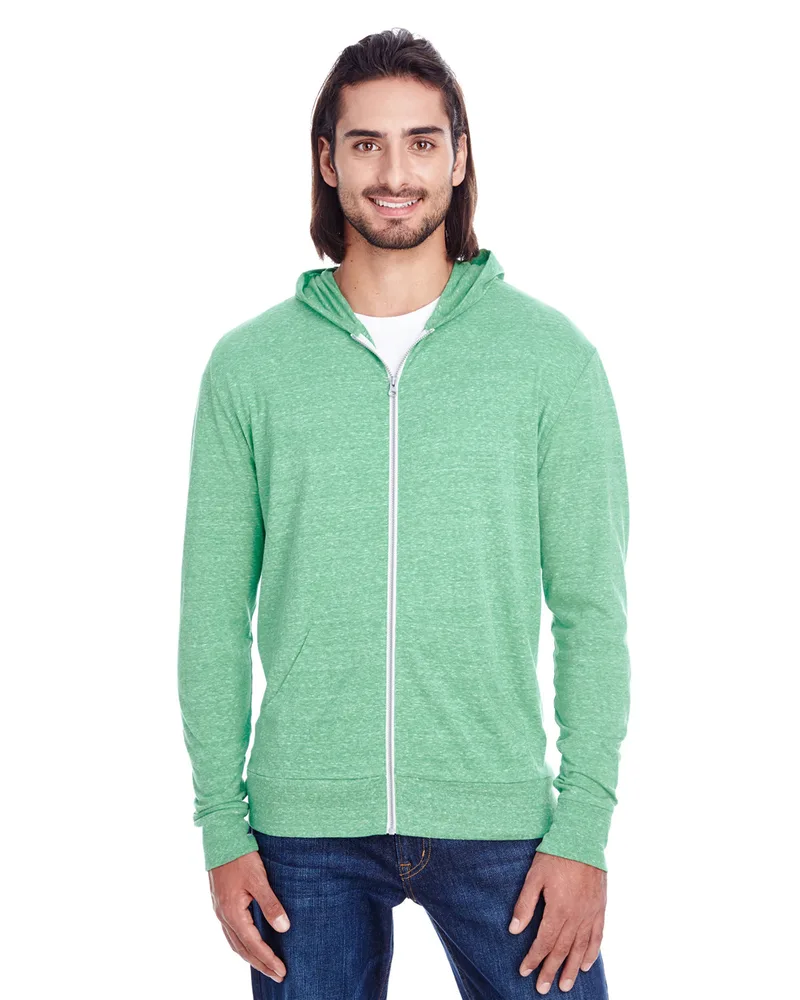 THREADFAST Unisex Triblend Full-Zip Light Hoodie view 3