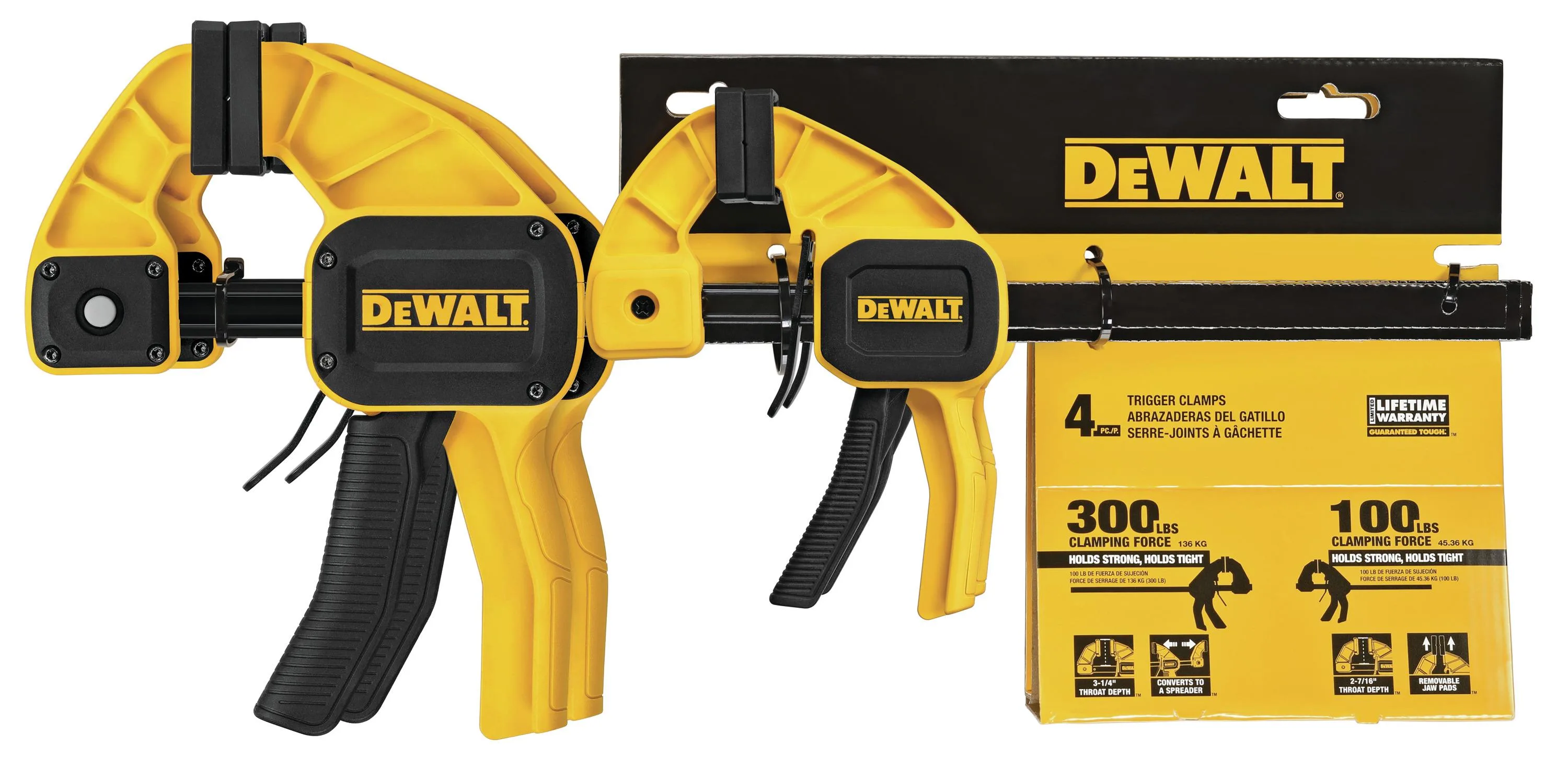 DeWalt Medium & Large Trigger Clamps 4Pk
