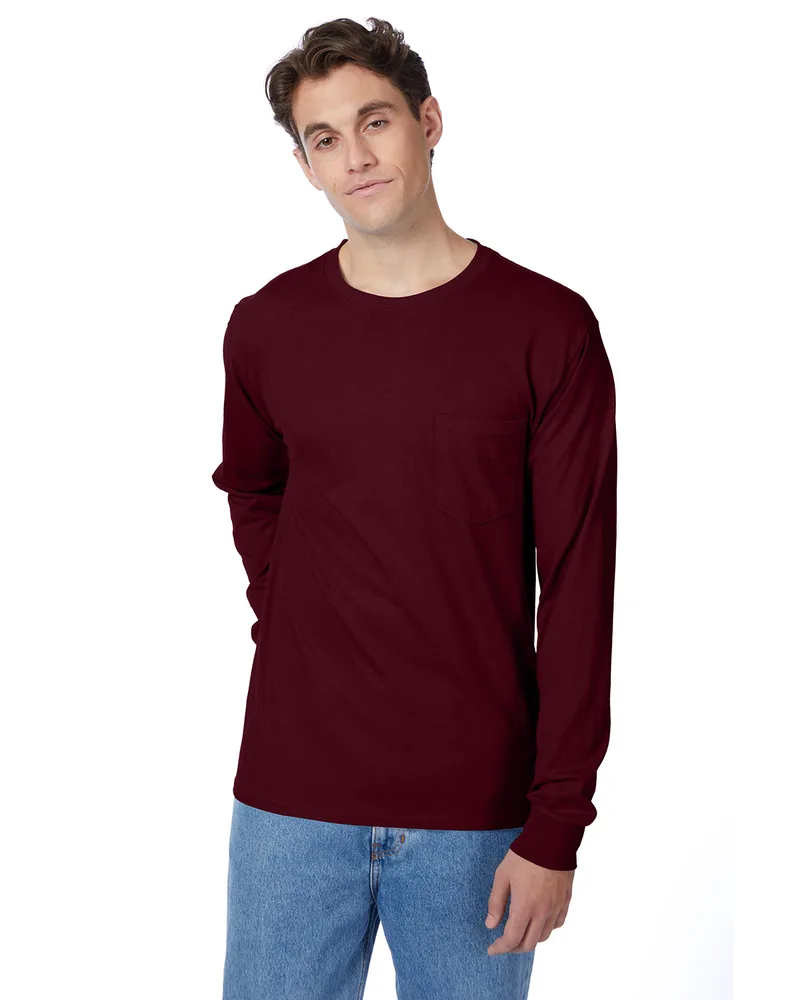 Hanes Printables Men's Authentic-T Long-Sleeve Pocket T-Shirt view 7