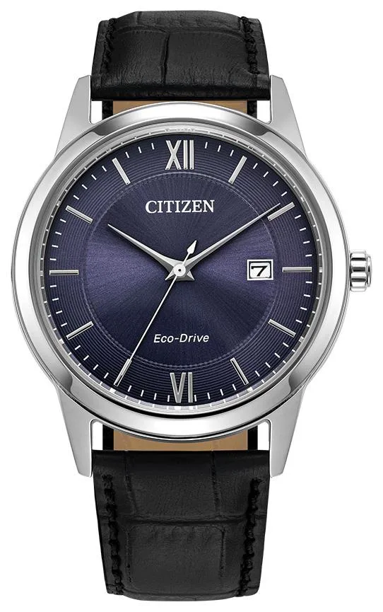 Citizen Watch Men's Classic Leather Strap Watch, Blue Dial