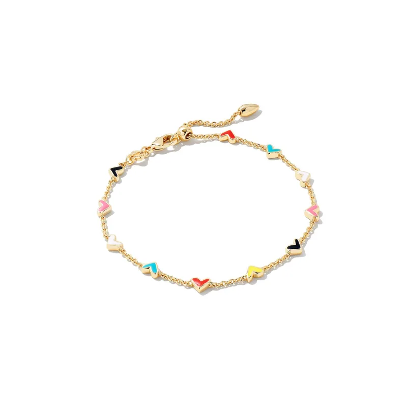 Kendra Scott Haven Heart Gold Chain Bracelet in Multi Mix