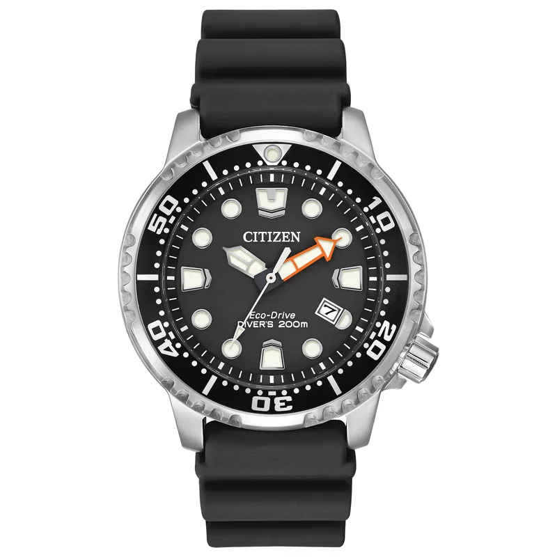 Citizen Watch Men's Promaster Diver Eco-Drive Watch, Black Poly Strap And Ss Bezel