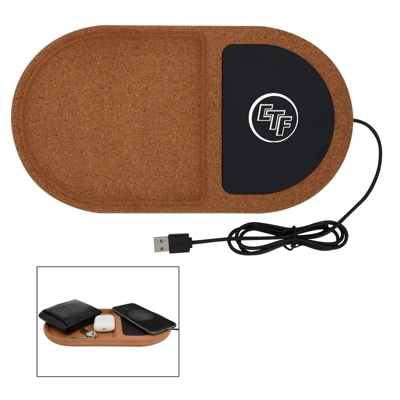 Cork Wireless Charging Pad Desktop Organizer view 2