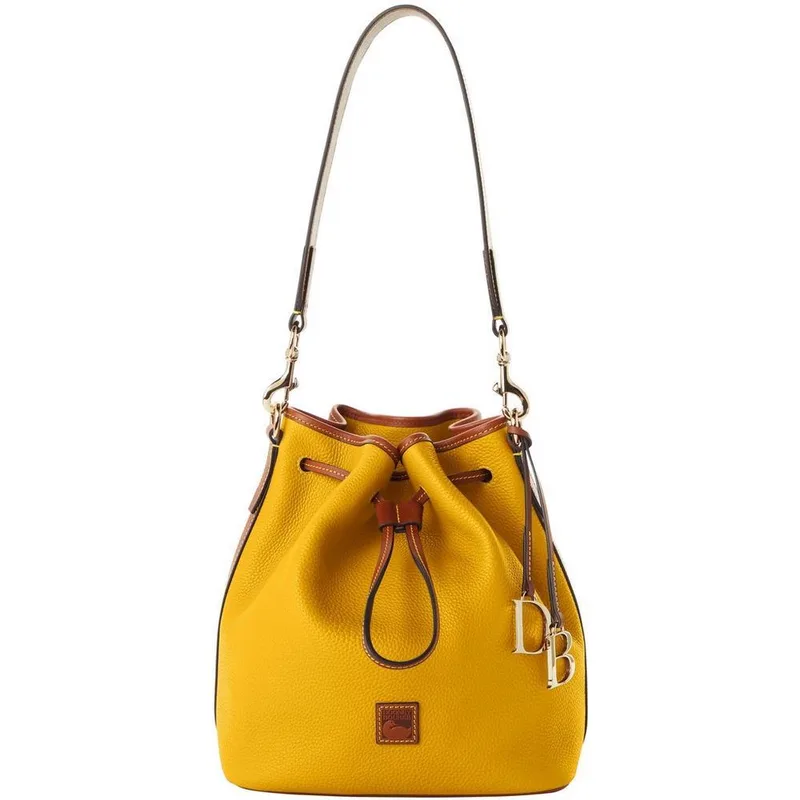Dooney & Bourke Mustard Pebble Grain Drawstring