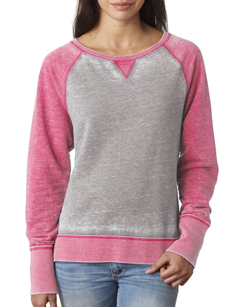 J AMERICA Ladies' Zen Contrast Crew view 3
