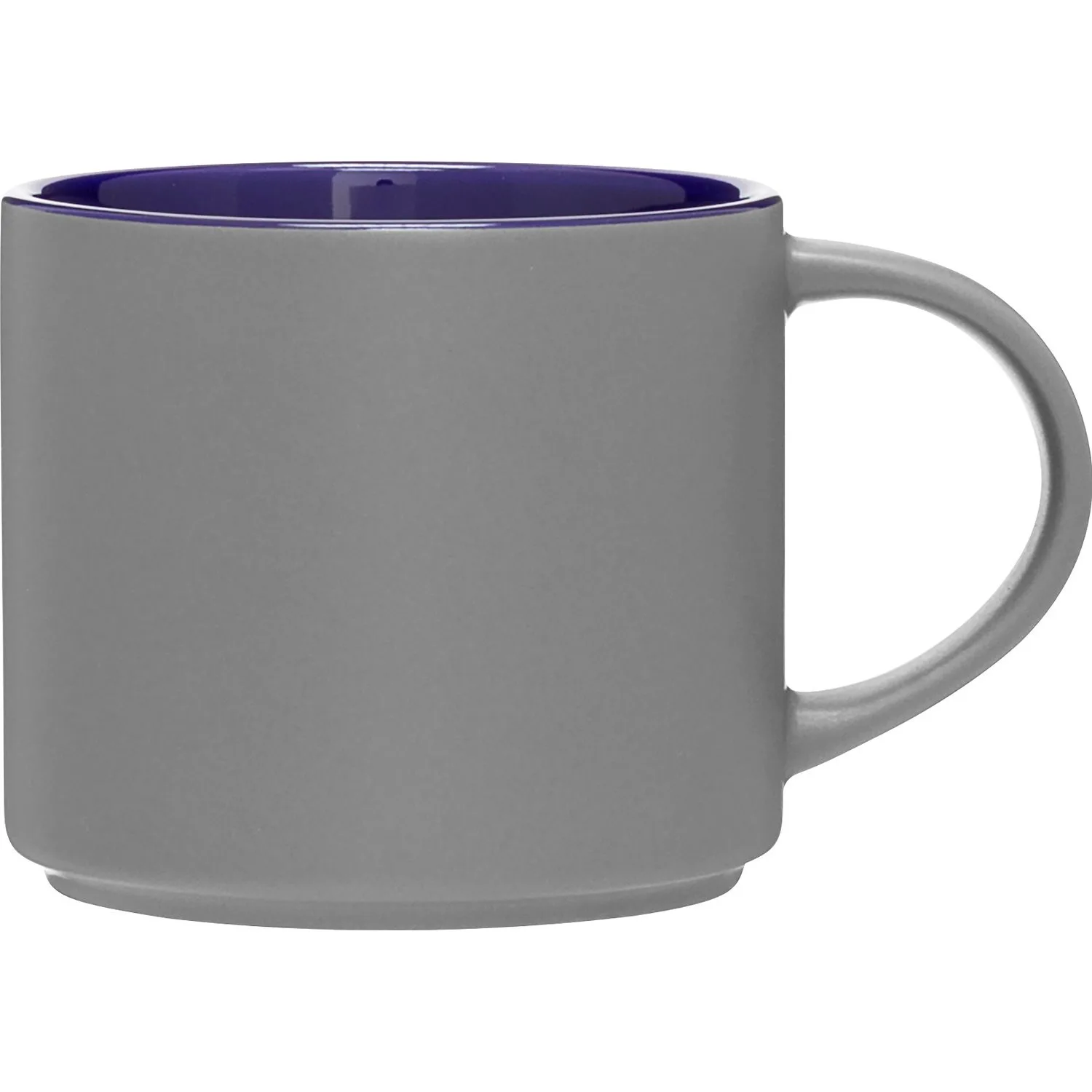 16 oz Monaco Ceramic Mug (Matte Storm Gray/Cobalt Blue) view 2