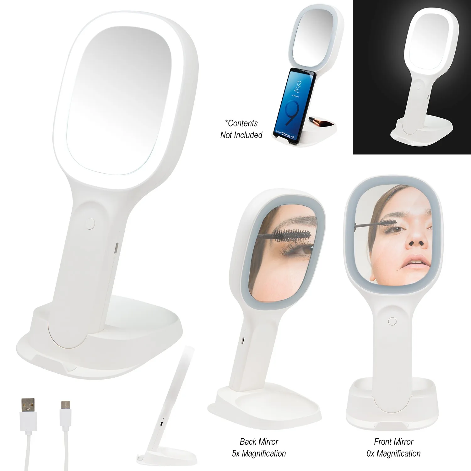 Light Up Double Sided Mirror With Wireless Charger view 3