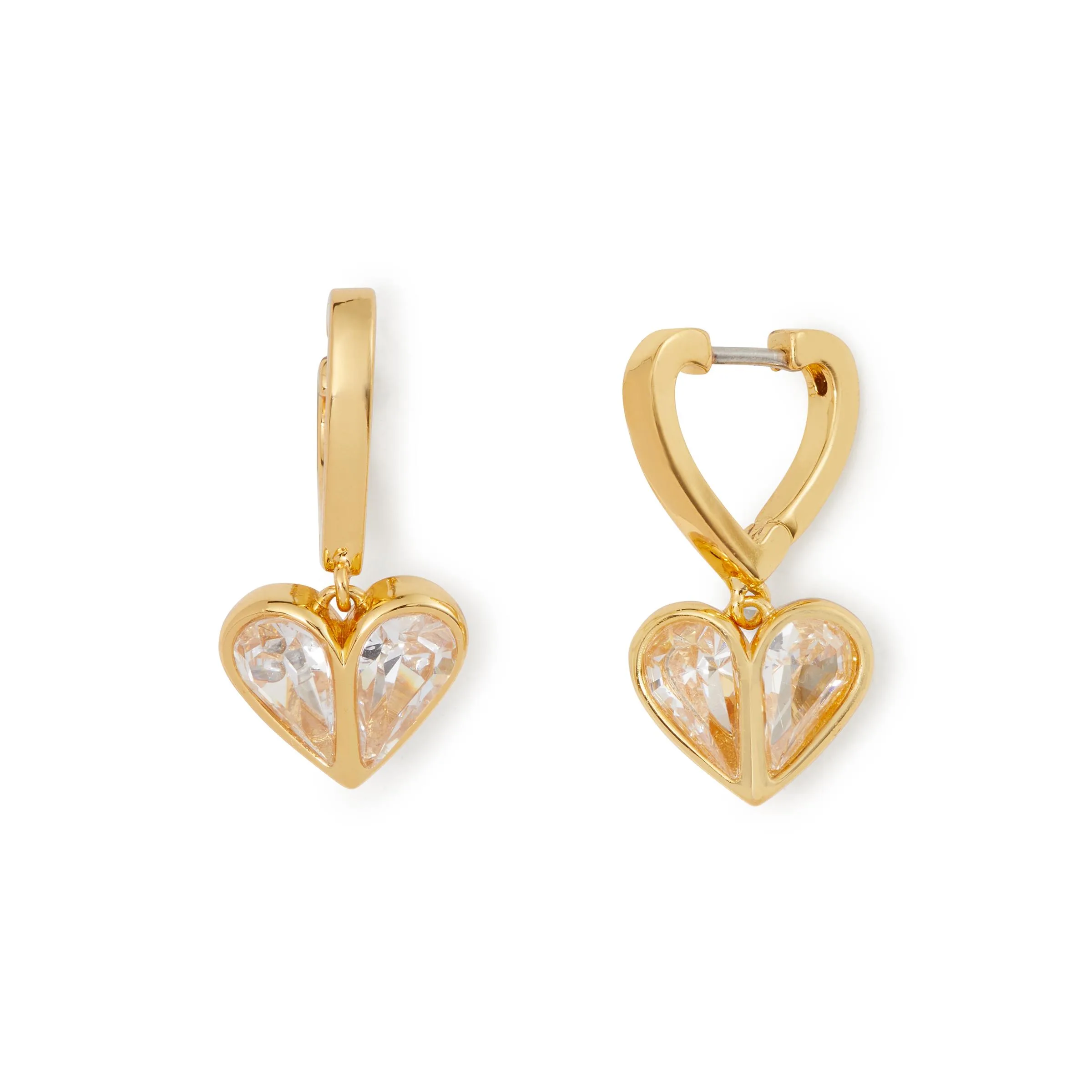 kate spade new york Rock Solid Heart Huggies - Clear/Gold