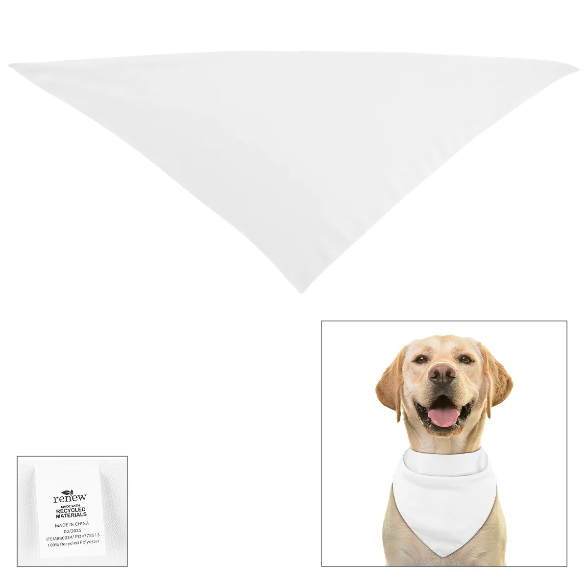 Full Color Large Triangle Rpet Pet Bandana view 3