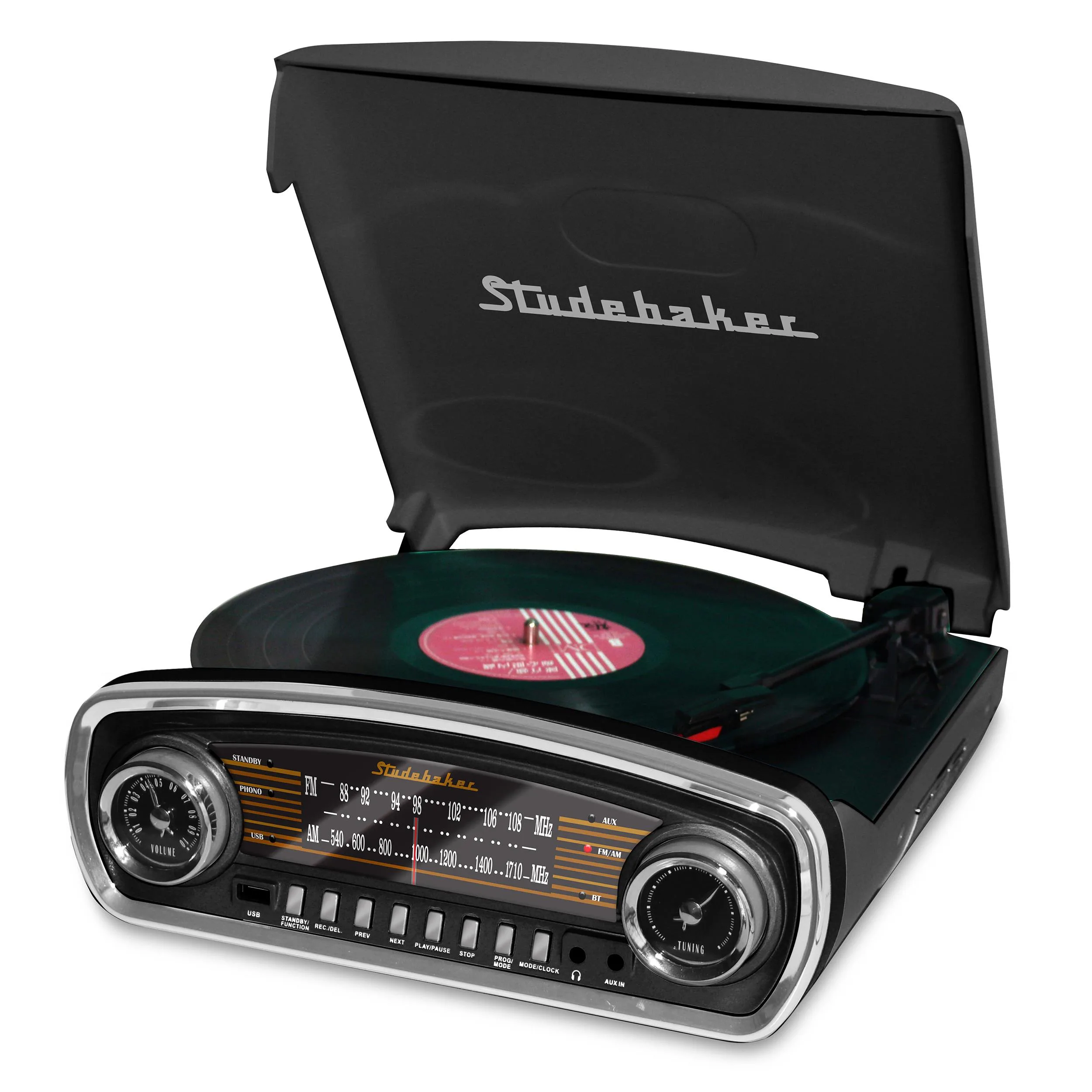 Studebaker 3-Speed Turntable w/Bluetooth Receive And Am/Fm Radio