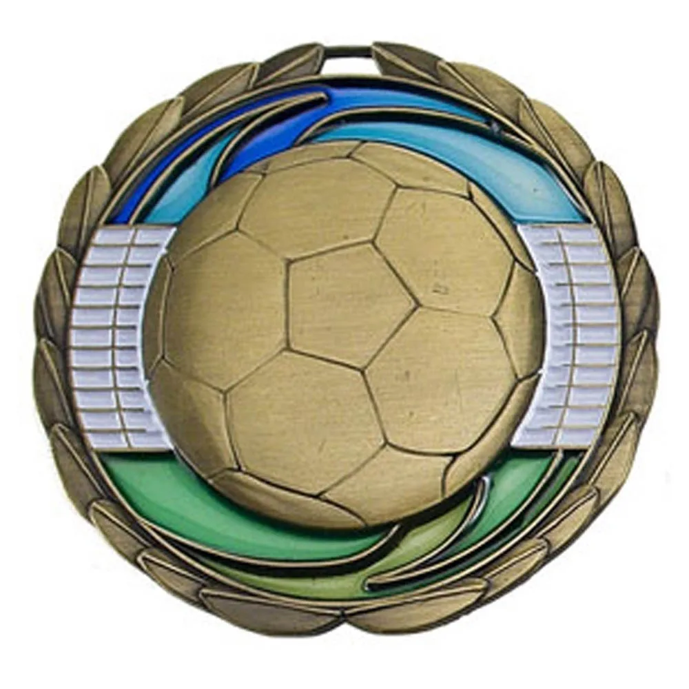 Antique Soccer Color Epoxy Medallion (2-1/2") — Antique Gold