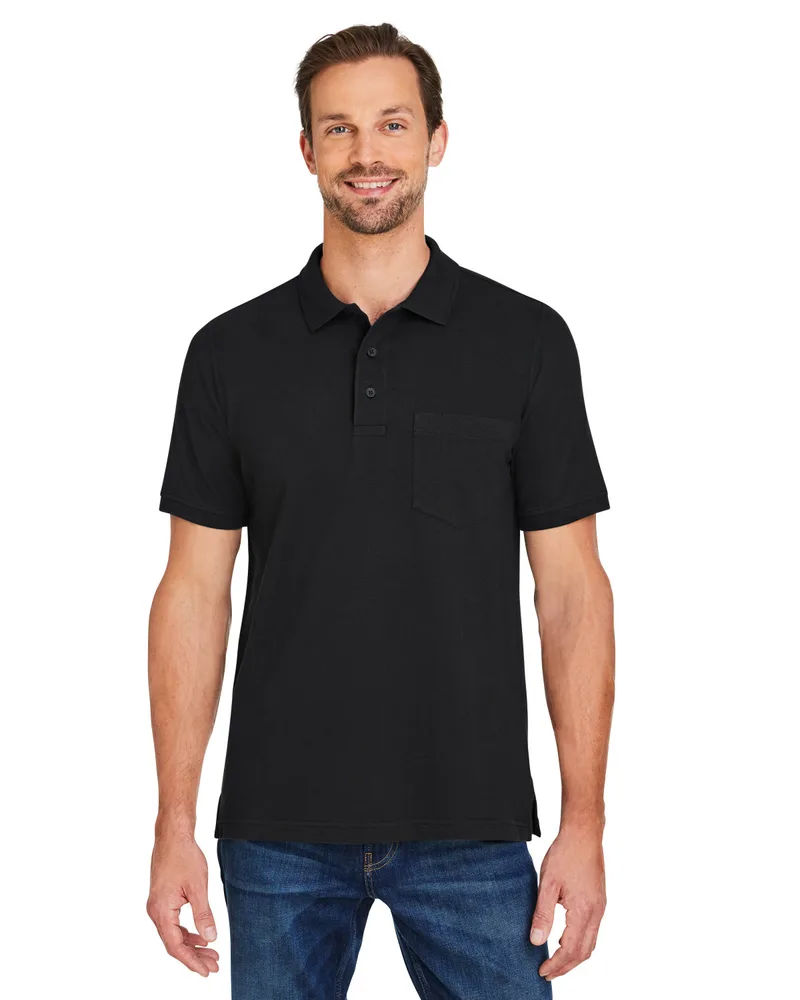 Harriton Men's Valiant Cotton Snag Protect Pocket Polo Shirt