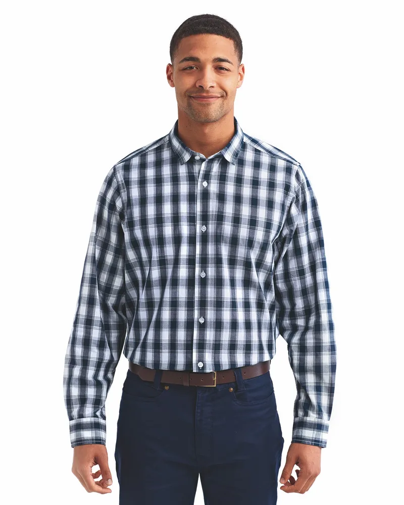 ARTISAN COLLECTION BY REPRIME Men's Mulligan Check Long-Sleeve Cotton Shirt view 4