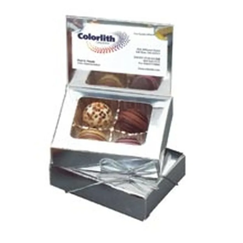 4 Piece Chocolate Truffle Box w/Chocolate Centerpiece