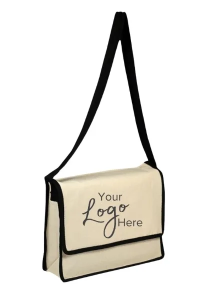 Messenger Bag w/Binding Flap & 3" Gusset (13"x13"x3") view 2