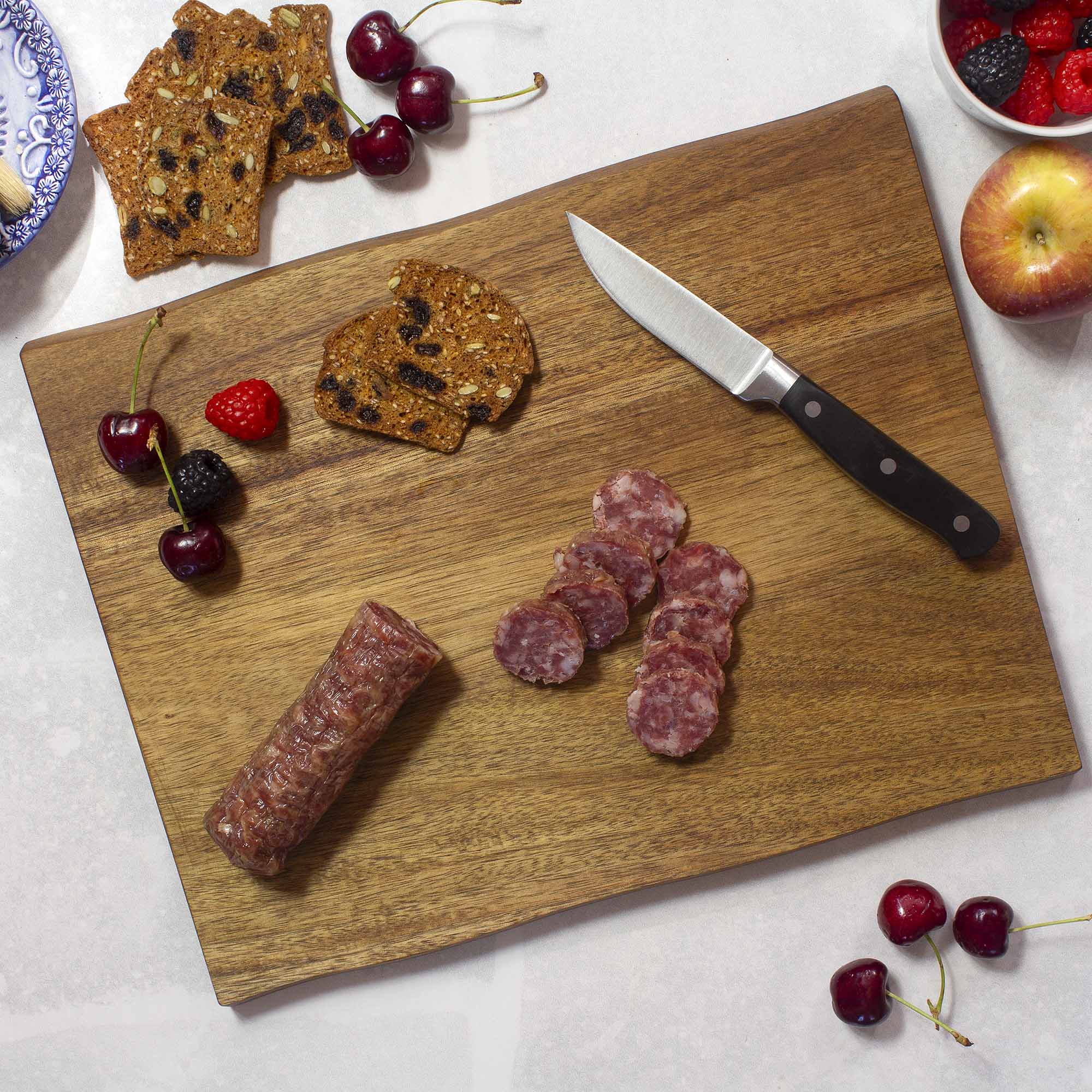 13" Acacia Cutting Board with Natural Style Edges view 5