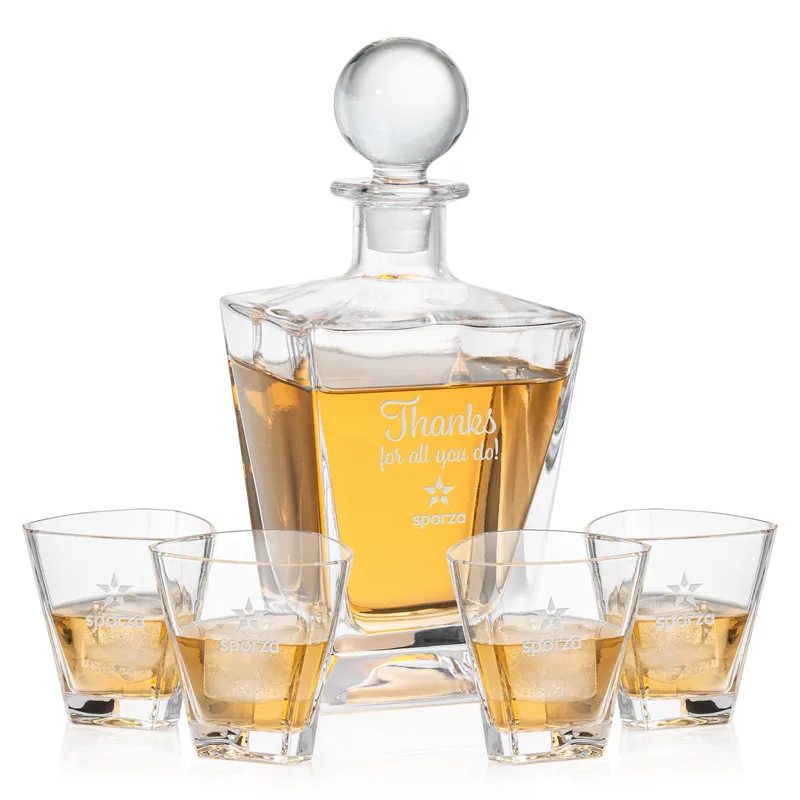 Decanter Set, Deep Etch, Decanter & 4 OTR