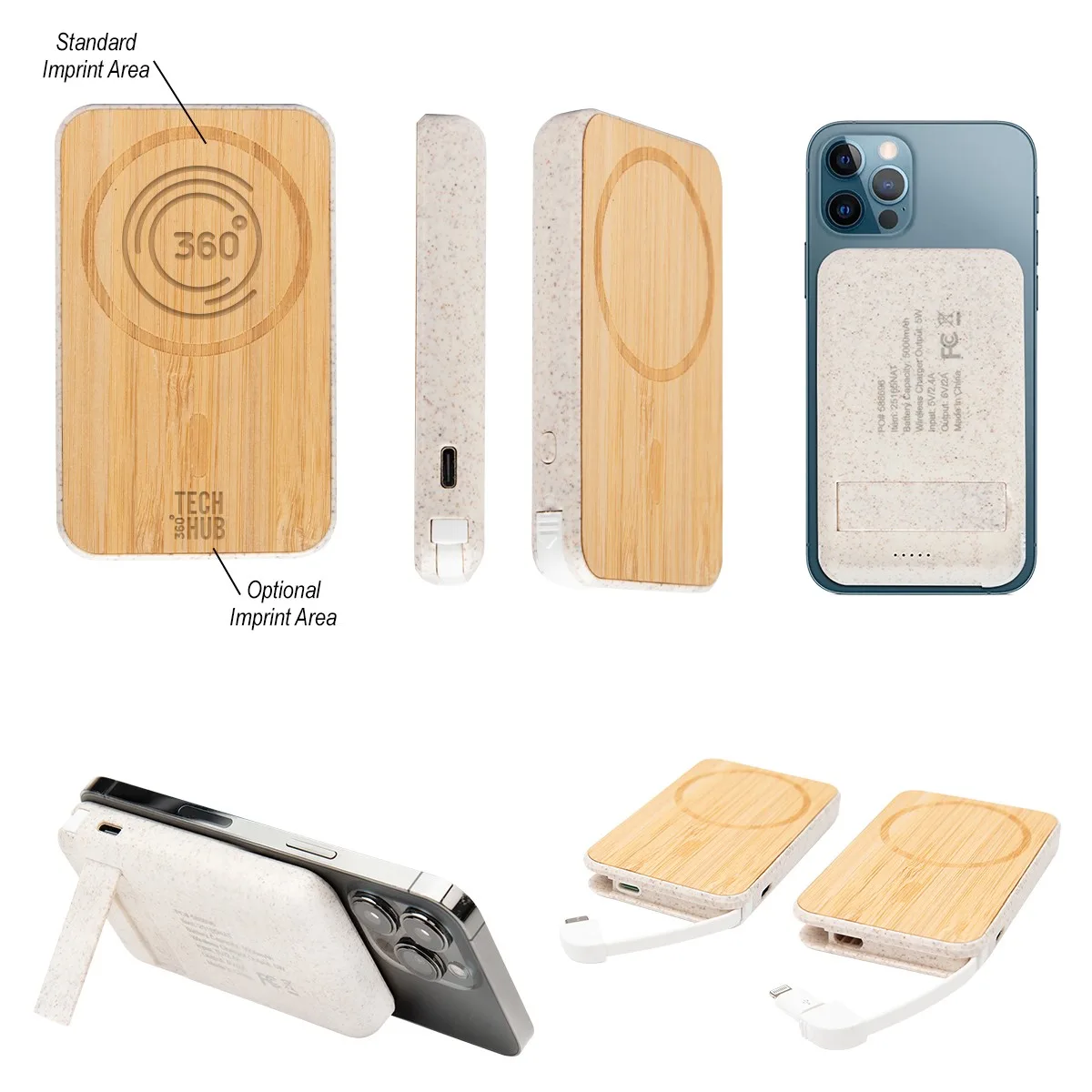 Mag Max Bamboo Wireless Charger Power Bank view 2