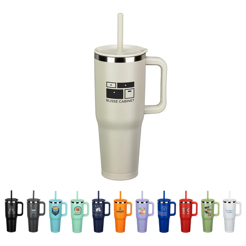 SENSO® Summit 40 oz Insulated Stainless Steel Travel Mug with Press-In Str