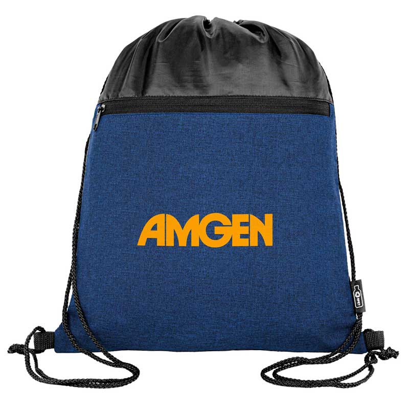 rPET Heather Draw String Bag w/Front Zipper Pocket view 7