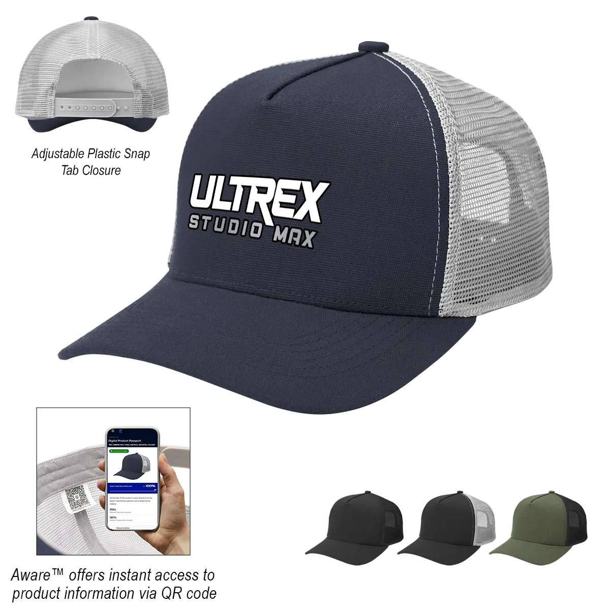 Aware™ Recycled Cotton Cap Mesh Back Cap