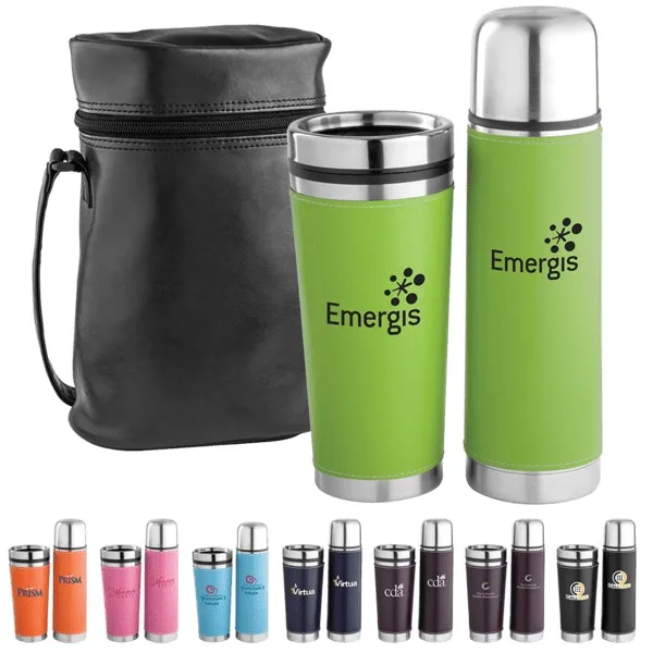 Leatherette Tumbler/ Vacuum Bottle Set view 2