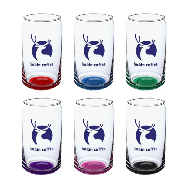 Crafty 16 oz ARC Can Shaped Beer Glasses with Color Bottom