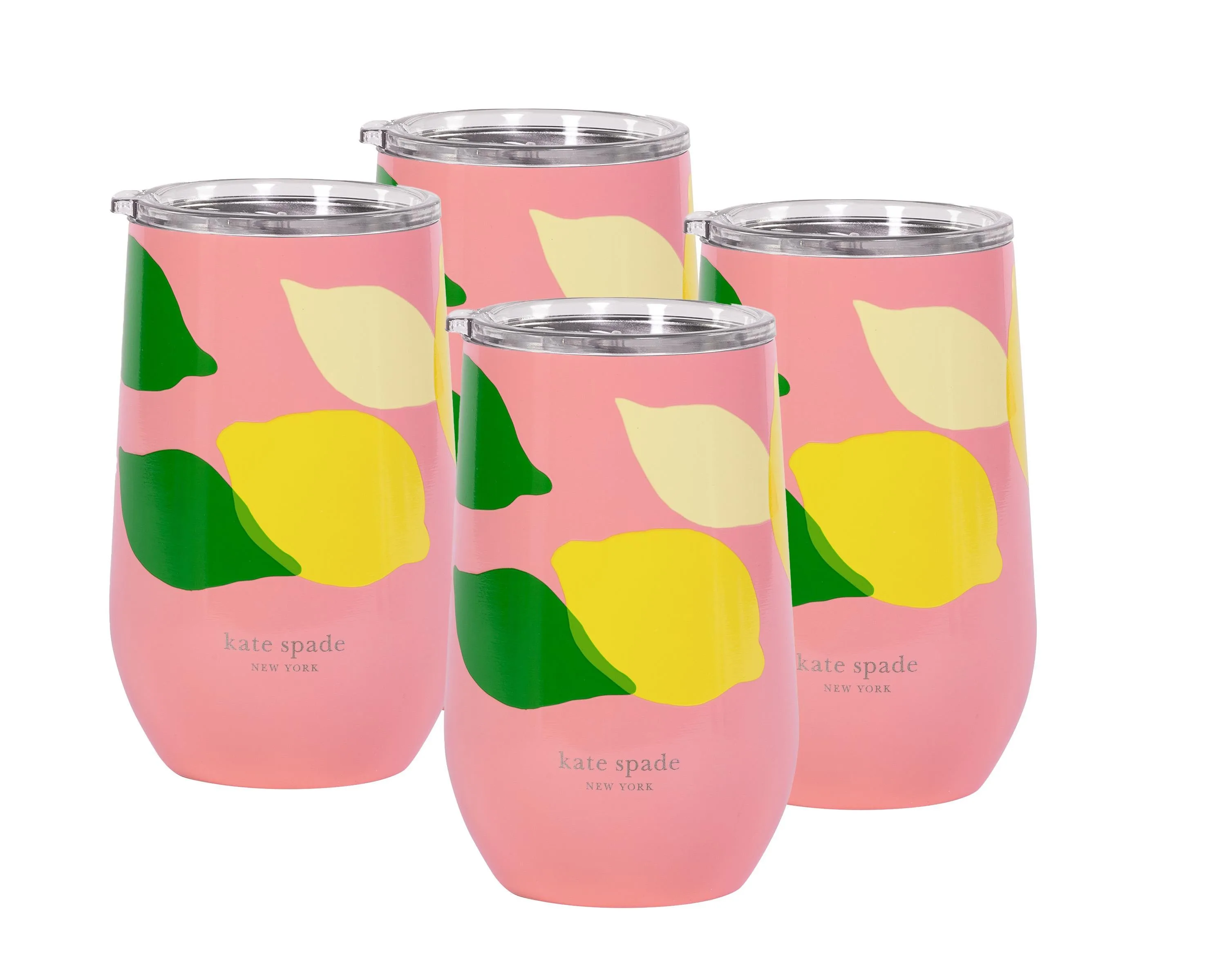 kate spade new york 16 Oz. Stemless Wine Tumbler - Lemon Toss, 4 Pack